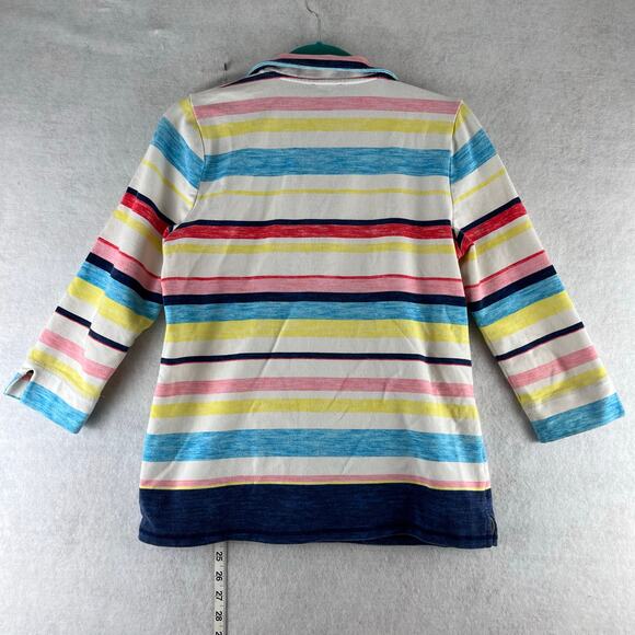 T By Talbots Med Pet Multicolor Striped Pullover 1/2 Zip 3/4 Sleeve Stretch Golf - Picture 11 of 13